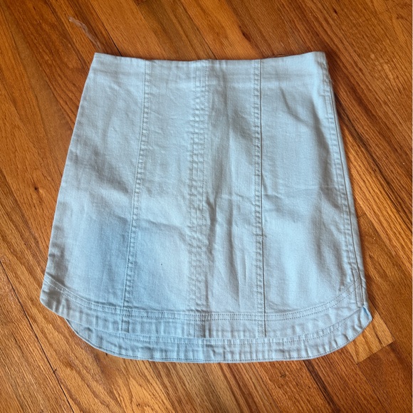 Altar'd State Sky Blue Denim Scoop Hem High Rise Medium Skirt - Picture 1 of 4